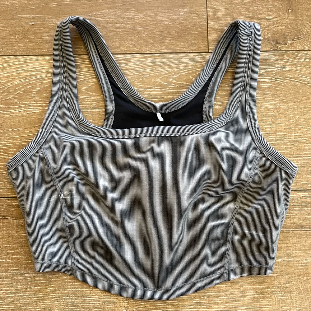 Gray Ribbed Racerback Crop Bralette - Women Intimates